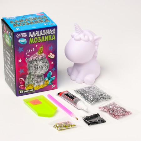 Diamond mosaic on a figure for children “Magic Unicorn”, full filling-1