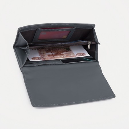 Women's wallet on magnets, gray color-4