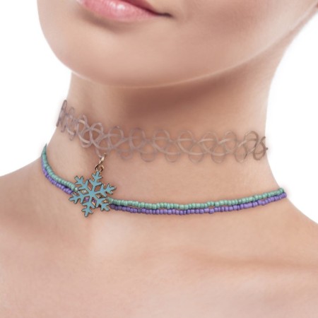 Choker and beads, 3 pieces, a set of jewelry, cold heart