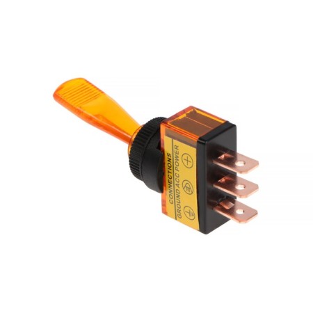 Tumbbler single -pole with yellow LED indication, 12 V, 20 A, 3 contacts-2