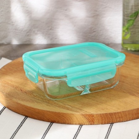 Glass Lockie & Lock Food, with a lid, 600 ml, the color is turquoise