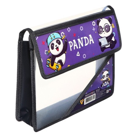 A5 notebook folder (230 x 190 x 50 mm), with Velcro valve, plastic/textiles, PM-A5-03 "Trio Panda"-1