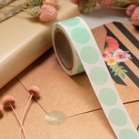 Stick transparent round color tape, mix, 2 x 2 cm, 300 pcs.-12