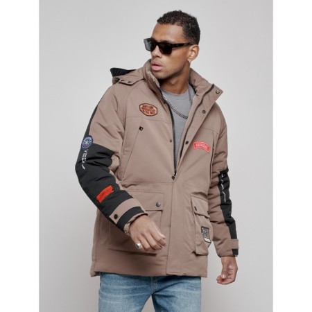 Male winter jacket, size 52, brown color-10