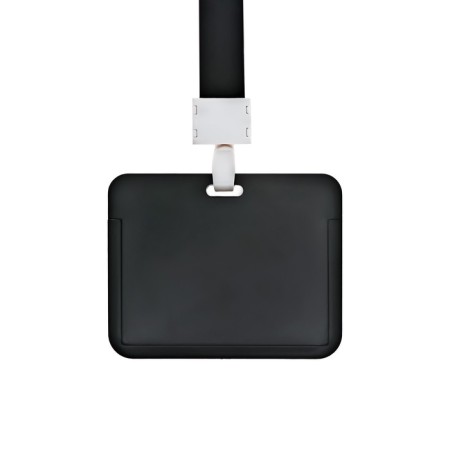 Badge horizontal, external, 100 x 80mm, internal 52 x 82mm, tape 42 cm, black