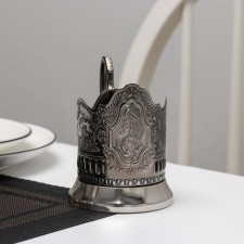 Подстаканник «Космос», d=72мм, никелированный, с чернением