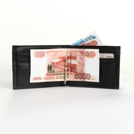 Male purse for magnet, clip for bills, separation for SIM cards, black color-5