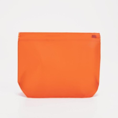 Cosmetic bag with zip-gl, transparent/orange color-2