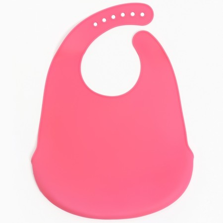 Bibslate for feeding silicone with pocket, pink color