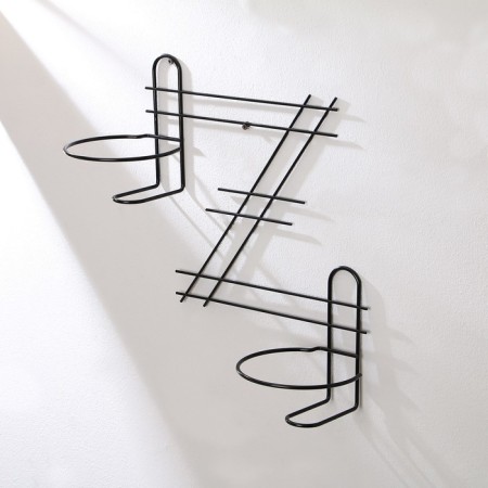 Suspension for Kashpo, wall, 2 pots, d = 16 cm, black, "zigzag"