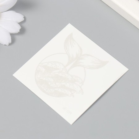 Tattoo on the body is a blue waterproof "whale tail among the waves" 6x6 cm-1