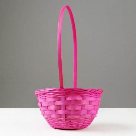 Wicker basket, 20 x 11/35 cm, pink, bamboo-2