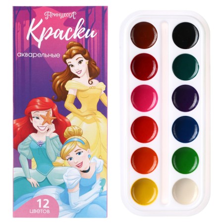 Honey watercolor "princesses", 12 colors, in a cardboard box, without a brush-1