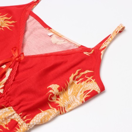 Female set (robe/top/pants), red color, size 44-6