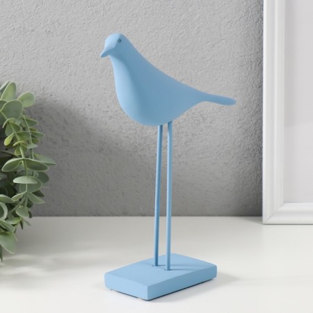 Polystone souvenir "Bird - long paws" pale blue 22x15 cm-3