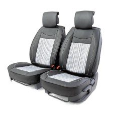Frame caps for the front seats Car Performance, 2 pcs, eco-leather, black and gray