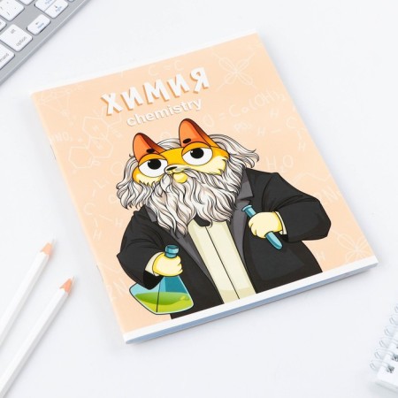 An objective note 48 sheets, A5, Cat, with reference materials “September 1: Chemistry”, cover coated cardboard 230 gr., Inner block in a cage 80 gr., Beliac 96%, block No. 1.-1