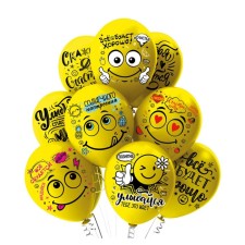 Latex ball 12 “Smile. Optimist!”, Pastel, 2-sided, set 25 pcs., Mix