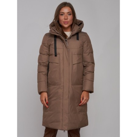 Coat insulated winter female, size 48, brown color-7