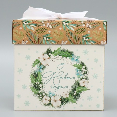 Folding box "New Year's Wreath", 15 x 15 x 15 cm, new year-3