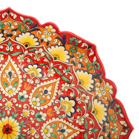 Largan Rishtan ceramics "Flowers", 40 cm, red mix, corrugated-5