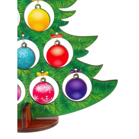 New Year! Model made of wood "Fir tree team. Multi -colored balls "-3