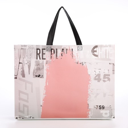 Bag without fastening, gray/pink color-1