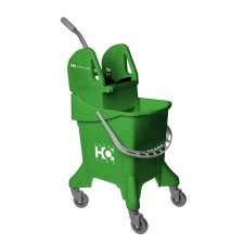 A bucket on wheels with universal spin, 31 l, green color