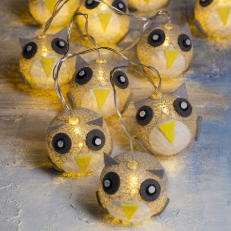 Garland “thread” 2 m with nozzles “owl”, ip20, transparent thread, 10 LED, warm white glow, AAH2