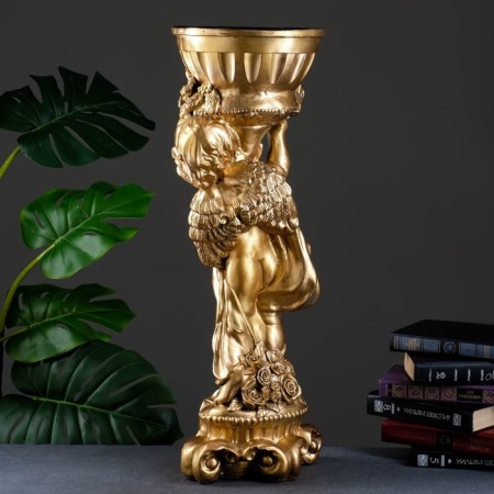 Figure pot "Angel with roses", bronze, 1.8 l/ 24x24x70cm-3