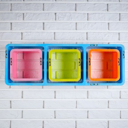 Set of wall shelves 1+3, multi -colored (large 75*26cm, 3 small 20*20cm)-3