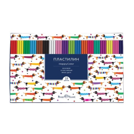 Plasticine soft (wax) 18 colors, 375 g of BrunovisConti. Happycolor-3