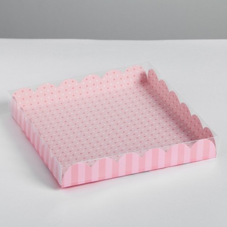 Cookie box, confectionery packaging with PVC lid, “March 8”, 21 x 21 x 3 cm-1