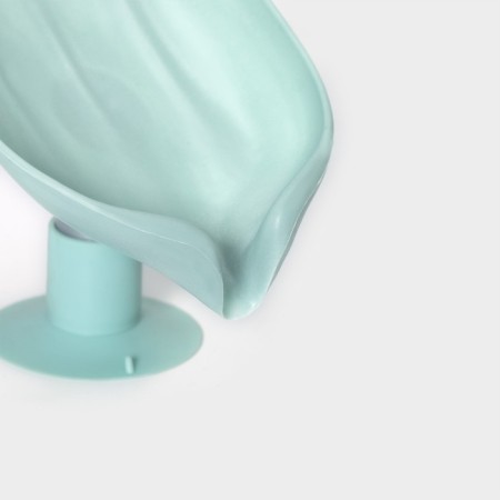Soap dish with a drain drain, on a suction cup, 12.5 × 9 × 10 cm, turquoise color-2