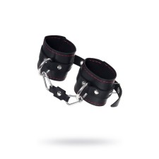 Single -layer handcuffs with a contrasting line Pecado BDSM, genuine leather, black