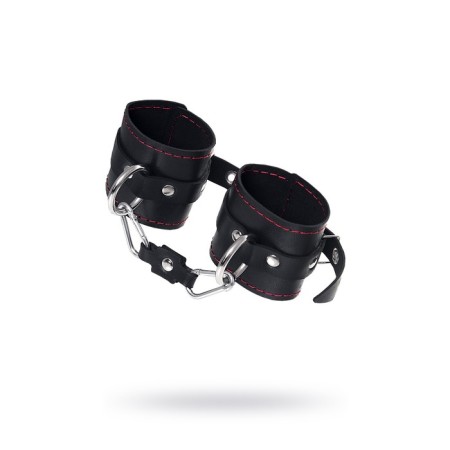 Single -layer handcuffs with a contrasting line Pecado BDSM, genuine leather, black