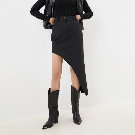 Women's Asymmetric Skirt Mist: Denim R.48, Black-10