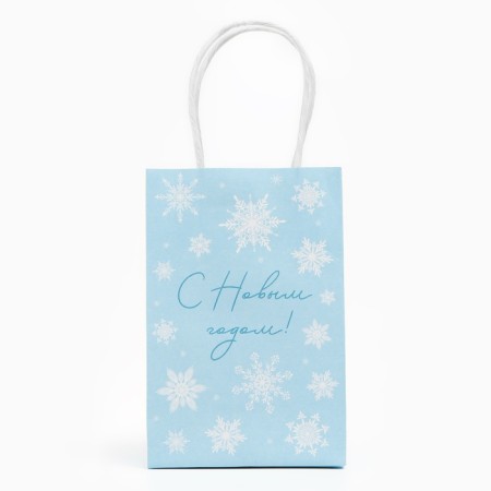 Gift package "Happy New Year", snowflakes, white craft, 15 x 10 x 6 cm, new year-2