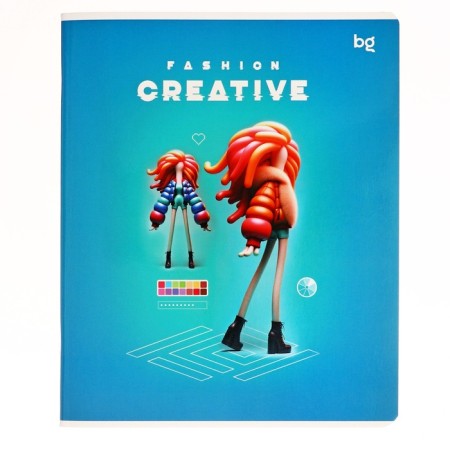 A notebook of 60 sheets, in a cage, on the bracket, fashion Creative, cover coated cardboard, glossy lamination, mix-4