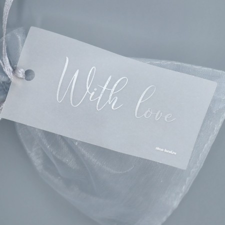Bag Gift Organza Silver “From the Soul”, with Schildik, 10 x 12 cm +/- 1.5 cm-4