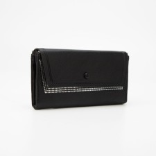 Women's wallet on the button, black color