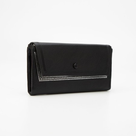 Women's wallet on the button, black color