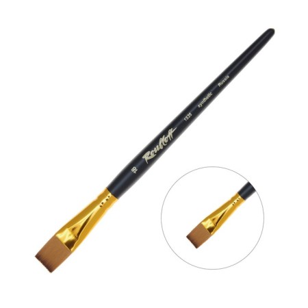 RUBLOFF brush synthetics, imitation column, flat, series 1S25 No. 18, short black matte handle, yellow clip