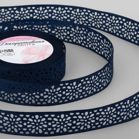 The tape is decorative, repable, openwork, 25 mm × 9.1 ± 0.5 m, dark blue color