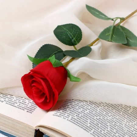 Artificial flower "Bunny Rose" 5x50 cm, red
