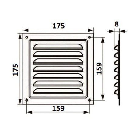 Ventilation grate Zein Lux RM1717SR, 175 x 175 mm, with a grid, metal, silver-6