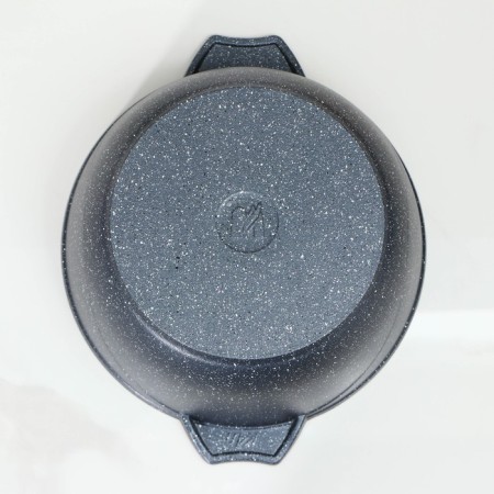 Granite pan, 4 l, glass cover, anti -stick coating, gray color-2
