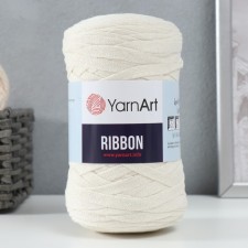 Пряжа "Ribbon" 40% полиэстер, 60% хлопок 125м/250гр (752 молочный)