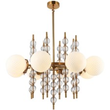 Люстра на штанге Queenly 8xE27 40Вт, размер 78x78x75,5-109,5 см, цвет бронза