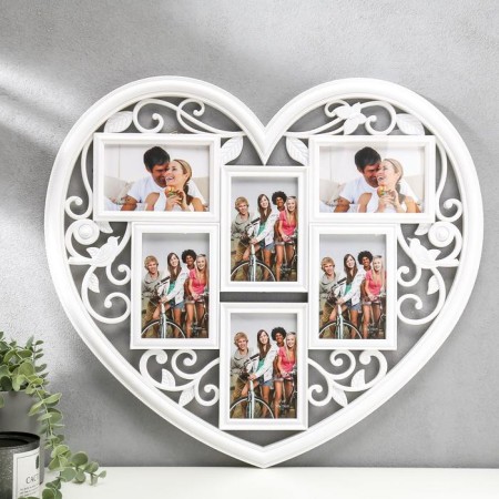 Photo frame plastic in 6 photos 10x15 cm "Openland heart" white 56x51 cm